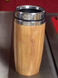 Wood turned travel mug