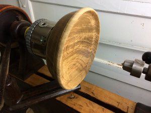 hollowing a bowl at the lathe